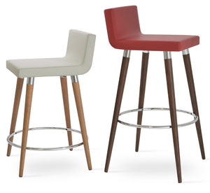 Soho Concept Dallas Wood Counter & Bar Stools - Solid Beech, Leatherette, 2-year Warranty, Stylish Comfort! Walnut,Light Grey,Red  Soho-concept-dining-chair-11532