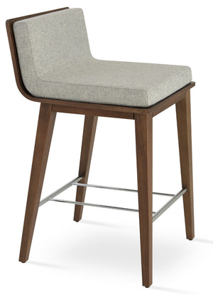 Soho Concept Dallas Wood Barstools & Counterstools - Durable Camira Blazer Wool, 10-year Warranty, Elegant Design Walnut,Silver  Soho-concept-dining-chair-11527