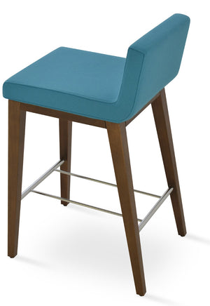 Soho Concept Dallas Wood Barstools & Counterstools - Ergonomic Design, Durable Camira Fabric, 10-year Warranty Walnut,Turquoise  Soho-concept-dining-chair-07773