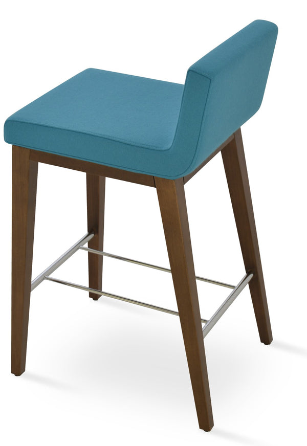 Soho Concept Dallas Wood Barstools & Counterstools - Ergonomic Design, Durable Camira Fabric, 10-year Warranty Walnut,Turquoise  Soho-concept-dining-chair-07773