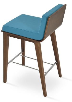 Soho Concept Dallas Wood Barstools & Counterstools - Ergonomic Design, Durable Camira Fabric, 10-year Warranty Walnut,Turquoise  Soho-concept-dining-chair-11530