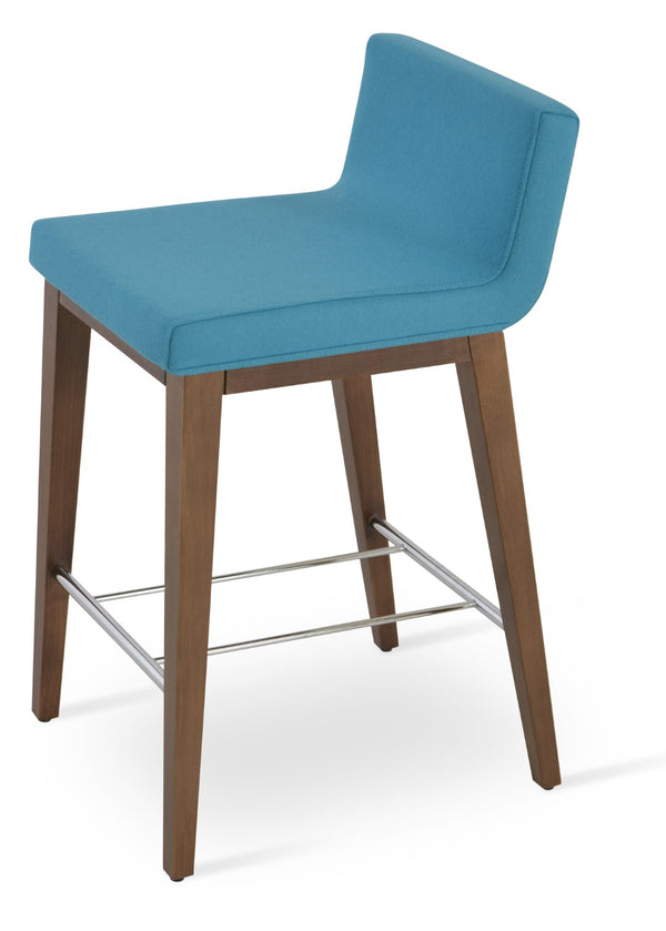 Soho Concept Dallas Wood Barstools & Counterstools - Ergonomic Design, Durable Camira Fabric, 10-year Warranty Walnut,Turquoise  Soho-concept-dining-chair-11529