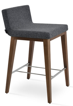 Soho Concept Dallas Wood Barstools & Counterstools - Ergonomic Design, Durable Camira Fabric, 10-year Warranty Walnut,Dark Grey  Soho-concept-dining-chair-11523