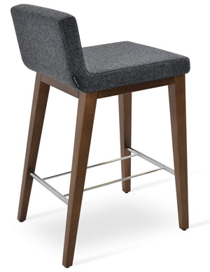 Soho Concept Dallas Wood Barstools & Counterstools - Ergonomic Design, Durable Camira Fabric, 10-year Warranty Walnut,Dark Grey  Soho-concept-dining-chair-11522