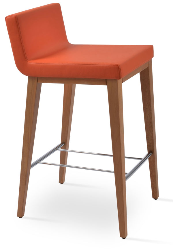 Soho Concept Dallas Wood Counter & Bar Stools - Solid Beech, Leatherette, 2-year Warranty, Stylish Comfort! Natural,Orange  Soho-concept-dining-chair-11520