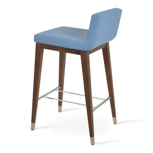 Soho Concept Dallas Wood Counter & Bar Stools - Solid Beech, Leatherette, 2-year Warranty, Stylish Comfort! Walnut,Chrome,Blue  Soho-concept-dining-chair-07770