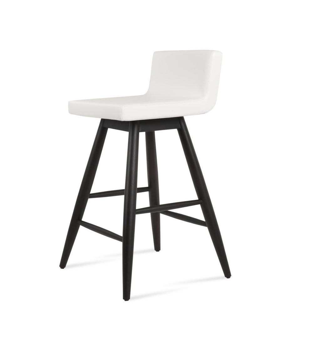 Soho Concept Dallas Baba Barstools & Counterstools - Elegant Teak Design, Memory Swivel, 2-year Guarantee, Leatherette White  Soho-concept-dining-chair-11325