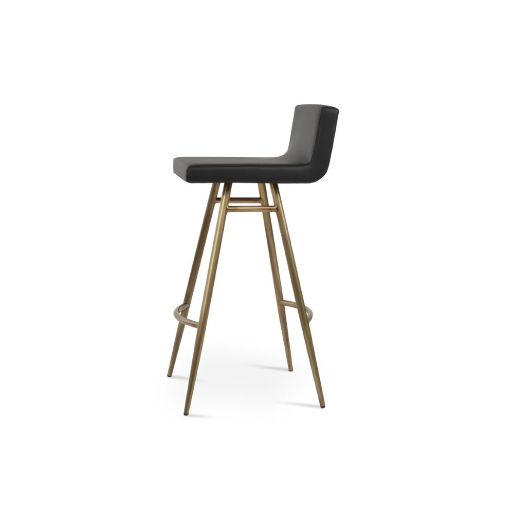 Soho Concept Dallas Galata Barstools & Counterstools - Stylish Leatherette Seating With Durable Steel Legs, 300 Lbs Capacity Brass,Black Steel Tubular Legs Soho-concept-dining-chair-11329