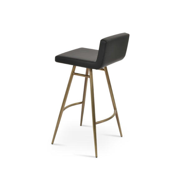 Soho Concept Dallas Galata Barstools & Counterstools - Stylish Leatherette Seating With Durable Steel Legs, 300 Lbs Capacity Brass,Black Steel Tubular Legs Soho-concept-dining-chair-07734