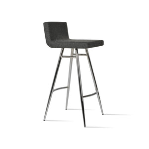 Soho Concept Dallas Galata Barstools & Counterstools - Stylish Camira Blazer Wool, 10-year Guarantee, Durable Design Chrome,Dark Grey Steel Tubular Legs Soho-concept-dining-chair-11338