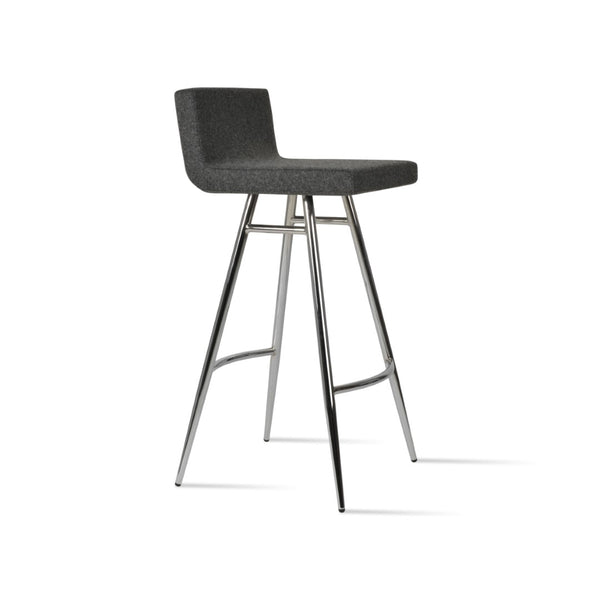 Soho Concept Dallas Galata Barstools & Counterstools - Stylish Camira Blazer Wool, 10-year Guarantee, Durable Design Chrome,Dark Grey Steel Tubular Legs Soho-concept-dining-chair-11338