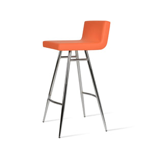 Soho Concept Dallas Galata Barstools & Counterstools - Stylish Leatherette Seating With Durable Steel Legs, 300 Lbs Capacity Chrome,Orange Steel Tubular Legs Soho-concept-dining-chair-11340