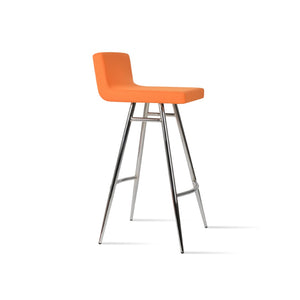 Soho Concept Dallas Galata Barstools & Counterstools - Chic Upholstered Design In Boucle, Velvet & Nubuck Fabrics Chrome,Orange Steel Tubular Legs Soho-concept-dining-chair-11337