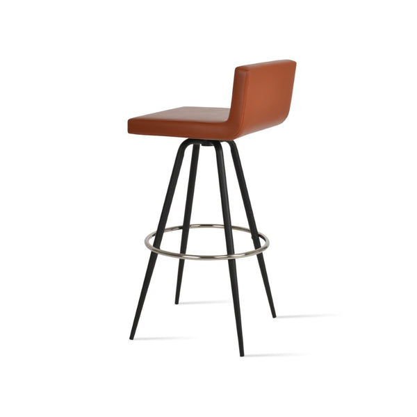 Soho Concept Dallas Max Swivel Barstools - Durable Leatherette Seating With Steel Legs, 300 Lb Capacity, 2-year Guarantee Black Steel Tubular Legs Black ,S.Steel ,Walnut Finish Soho-concept-dining-chair-11346