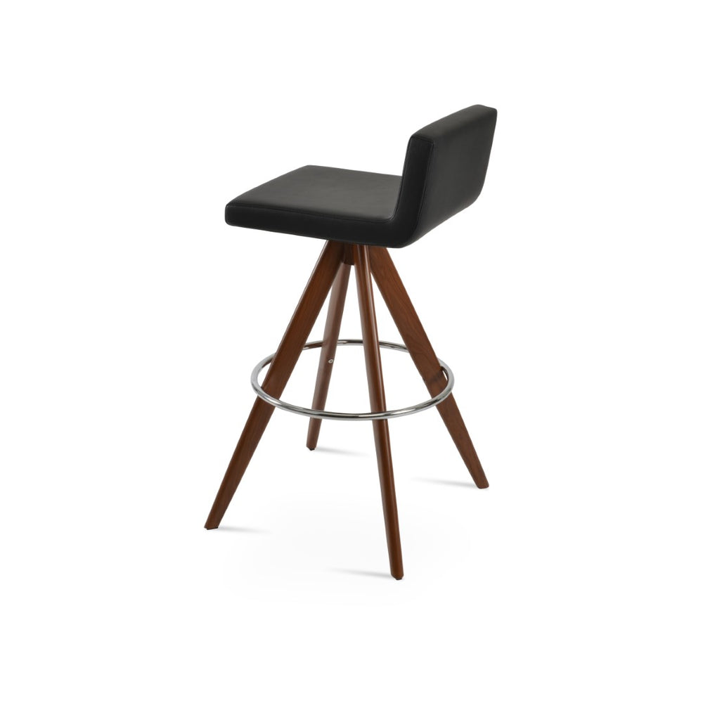 Soho Concept Dallas Pyramid Swivel Barstools & Counterstools - Leatherette Upholstery, Stylish Metal & Wood Design Walnut,Black  Soho-concept-dining-chair-07738