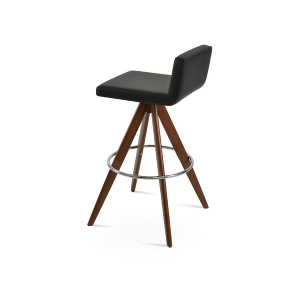 Soho Concept Dallas Pyramid Swivel Barstools & Counterstools - Leatherette Upholstery, Stylish Metal & Wood Design Walnut,Black  Soho-concept-dining-chair-11348
