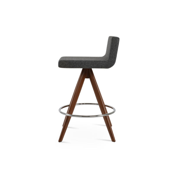 Soho Concept Dallas Pyramid Swivel Barstools & Counterstools In Camira Blazer Wool - 10-year Warranty, Stylish Design Walnut,Dark Grey  Soho-concept-dining-chair-11350