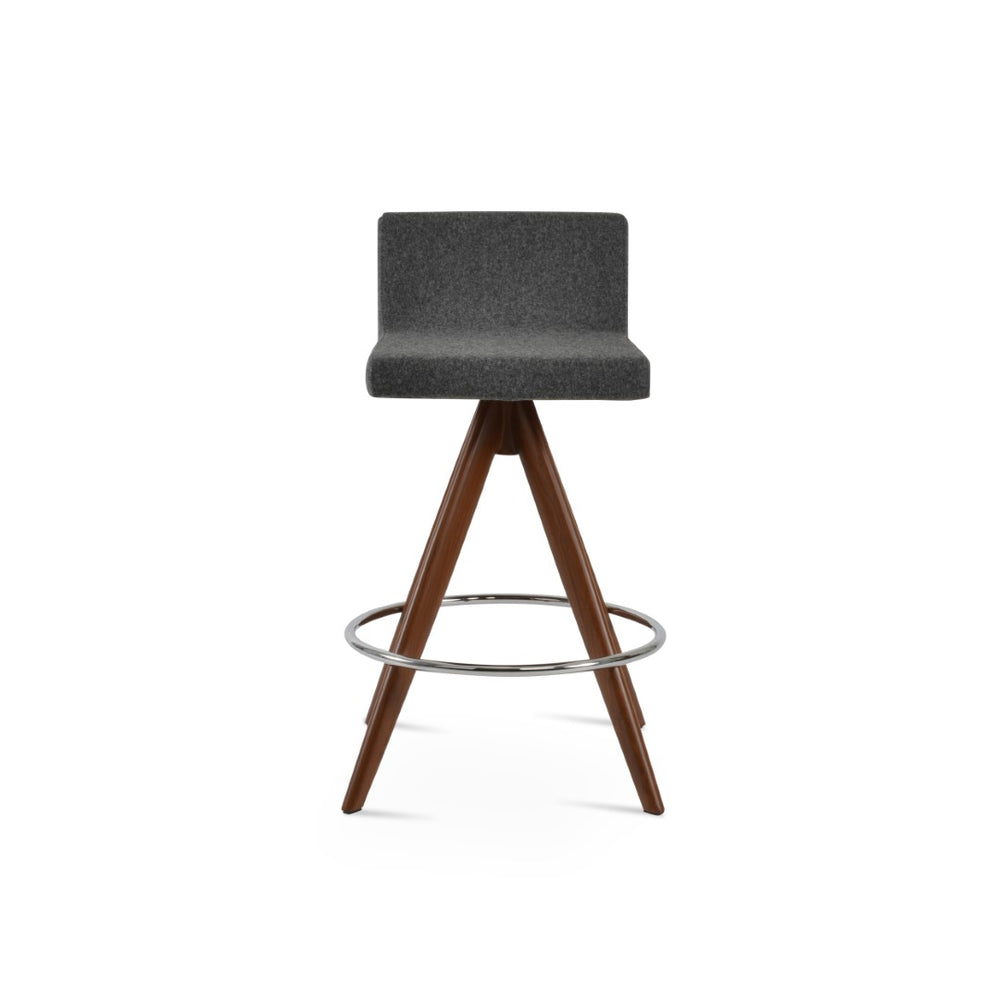 Soho Concept Dallas Pyramid Swivel Barstools & Counterstools In Camira Blazer Wool - 10-year Warranty, Stylish Design Walnut,Dark Grey  Soho-concept-dining-chair-11349