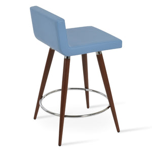 Soho Concept Dallas Premium Wood Barstools & Counterstools - Stylish Leatherette, 2-year Warranty, 300 Lbs Capacity Walnut,Blue  Soho-concept-dining-chair-11324