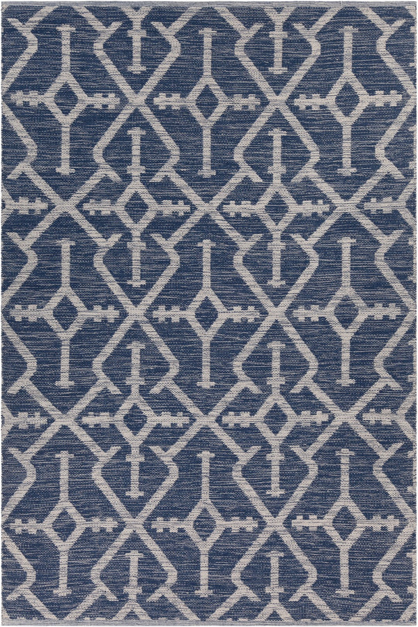 Chandra Rugs Hand-woven Eco-friendly Contemporary Rug - Unique Patterns In 100% Recycled Polyester For Home Décor Navy Blue,Beige Recycled Polyester Dan50901-576