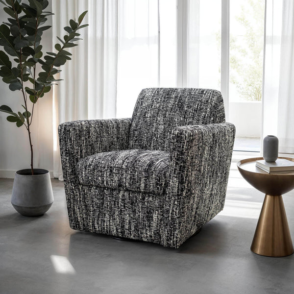 Lh Imports Cooper Swivel Club Chair - Modern Comfort For Stylish Living Rooms And Effortless Entertaining Black Pine,Hardwood,Metal,Pu Foam,Polyester,Acrylic Fabric Dav011-cbl