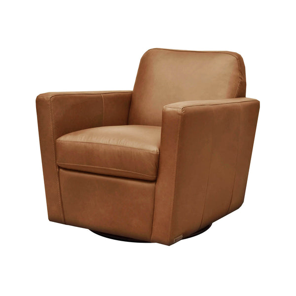 Lh Imports Cooper Swivel Club Chair - Modern Comfort For Stylish Living Rooms And Effortless Entertaining Brown Pine,Hardwood,Metal,Pu Foam,Leather Dav011-cog