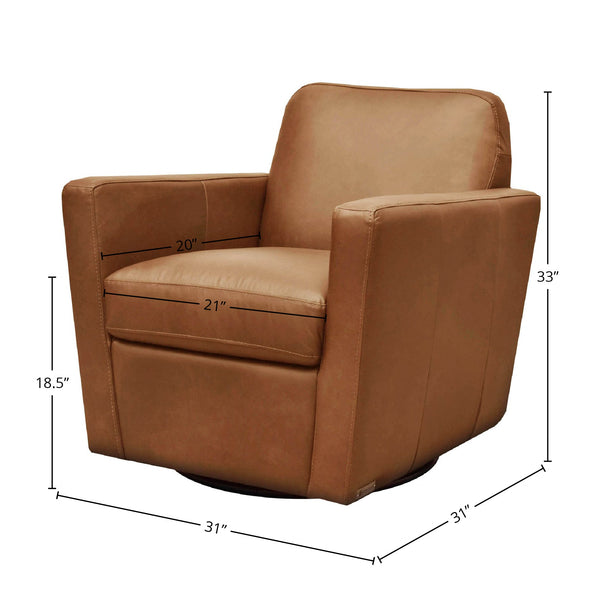 Lh Imports Cooper Swivel Club Chair - Modern Comfort For Stylish Living Rooms And Effortless Entertaining Brown Pine,Hardwood,Metal,Pu Foam,Leather Dav011-cog