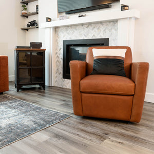 Lh Imports Cooper Swivel Club Chair - Modern Comfort For Stylish Living Rooms And Effortless Entertaining Brown Pine,Hardwood,Metal,Pu Foam,Leather Dav011-cog