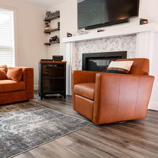 Lh Imports Cooper Swivel Club Chair - Modern Comfort For Stylish Living Rooms And Effortless Entertaining Brown Pine,Hardwood,Metal,Pu Foam,Leather Dav011-cog