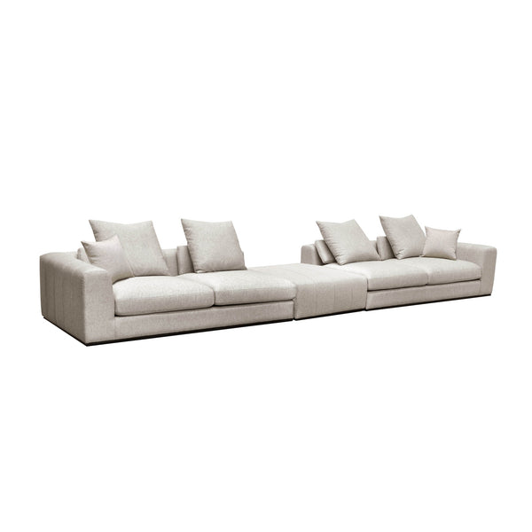 Lh Imports Sullivan Sofa With Movable Ottoman In Alba Stone - Durable Blend Fabric & Solid Wood Frame Design   Dav013b