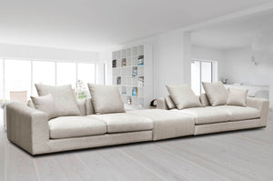 Lh Imports Sullivan Sofa With Movable Ottoman In Alba Stone - Durable Blend Fabric & Solid Wood Frame Design   Dav013b