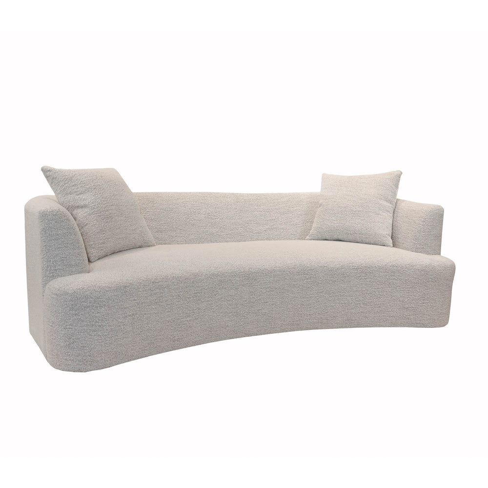 Lh Imports Isabella Sofa - Elegant Cream Weave With Textured Brass-tone Back Panel And Stylish Glass Shelves White Polyester,Polyurethane Foam,Pine,Hardwood Dav027-sofa