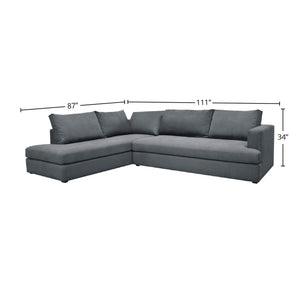 Lh Imports Taylor Left Sectional - Luxurious Asphalt Grey Sofa With Chaise Lounge For Ultimate Comfort & Style Grey 90% Polyester,10% Nylon Fabric,Metal,Pine,Plywood,Polyurethane Foam Dav031