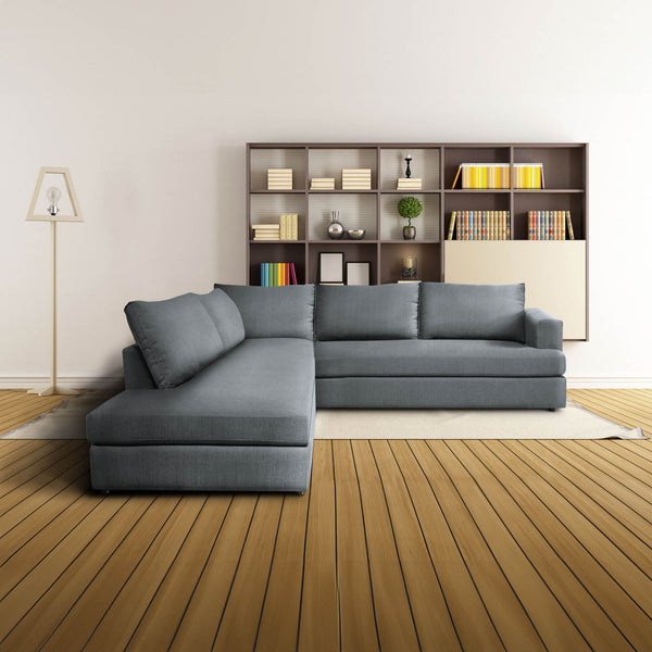 Lh Imports Taylor Left Sectional - Luxurious Asphalt Grey Sofa With Chaise Lounge For Ultimate Comfort & Style Grey 90% Polyester,10% Nylon Fabric,Metal,Pine,Plywood,Polyurethane Foam Dav031
