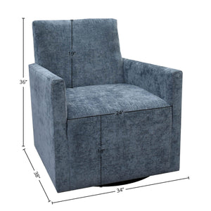 Lh Imports Riley Swivel Club Chair - Elegant Comfort And Modern Design For Your Stylish Home Décor Upgrade Blue Pine,Plywood,Metal,Pu Foam,100% Polyester Fabric Dav033-aqu
