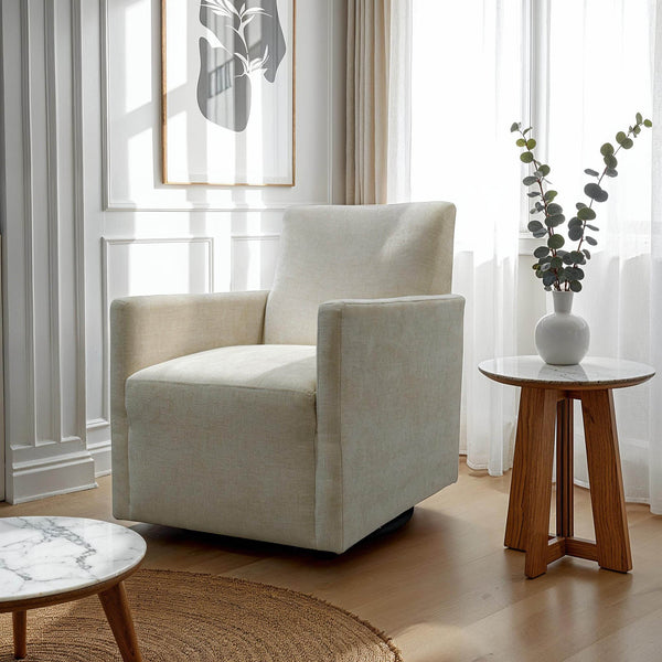 Lh Imports Riley Swivel Club Chair - Elegant Comfort And Modern Design For Your Stylish Home Décor Upgrade Beige Pine,Plywood,Metal,Pu Foam,Polyester Dav033-itd