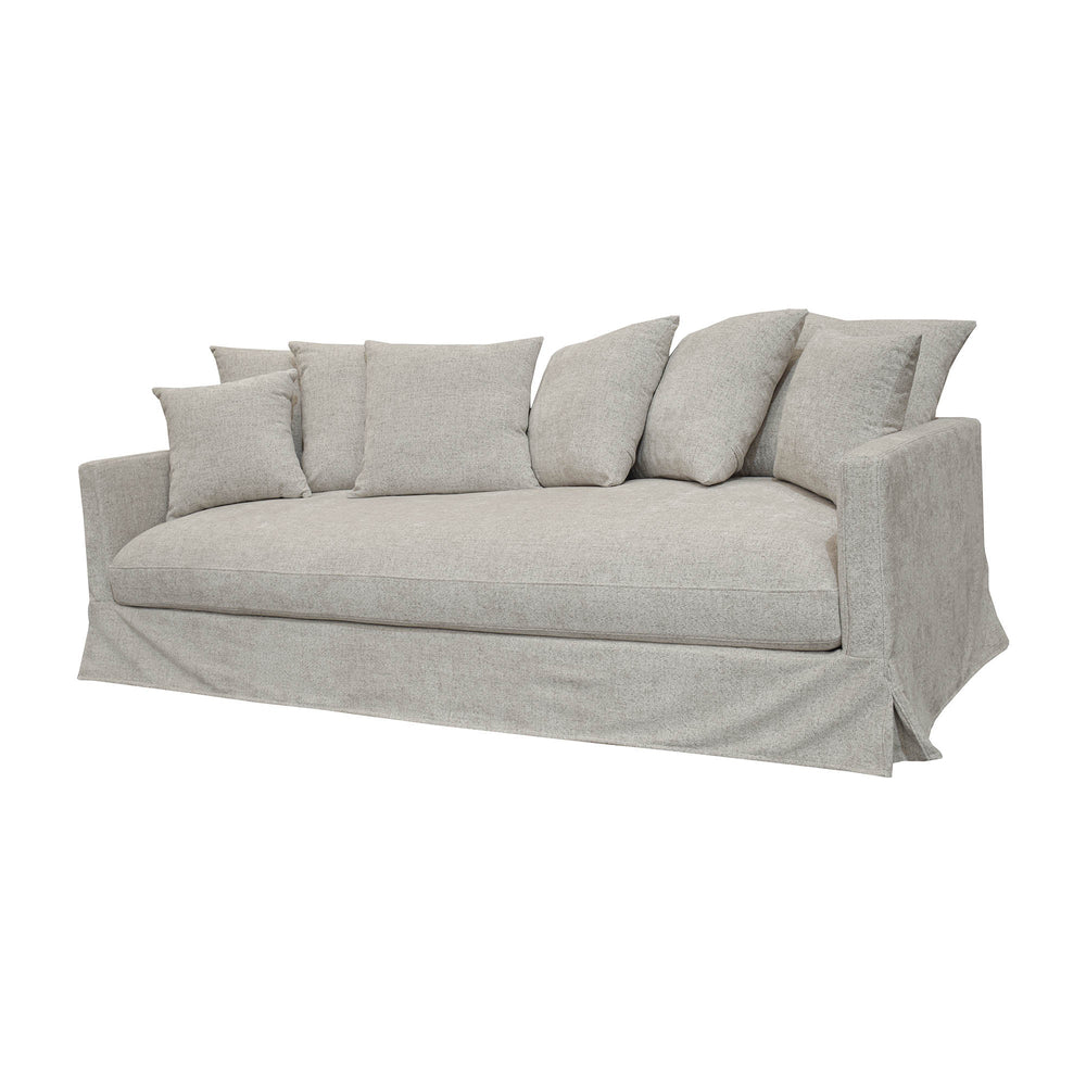Lh Imports Boardwalk Sofa - Pebble: Luxurious 8-pillow Design, Modern West Coast Style For Effortless Elegance Grey ,Light Pine,Hardwood,Pu Foam,Goose Feather,Polyester Fiber,Polyester Dav035-pbl