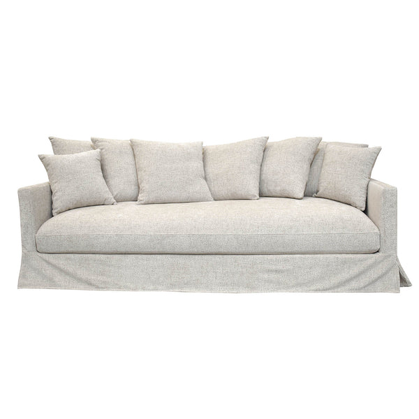 Lh Imports Boardwalk Sofa - Pebble: Luxurious 8-pillow Design, Modern West Coast Style For Effortless Elegance Grey ,Light Pine,Hardwood,Pu Foam,Goose Feather,Polyester Fiber,Polyester Dav035-pbl