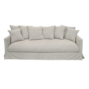 Lh Imports Boardwalk Sofa - Pebble: Luxurious 8-pillow Design, Modern West Coast Style For Effortless Elegance Grey ,Light Pine,Hardwood,Pu Foam,Goose Feather,Polyester Fiber,Polyester Dav035-pbl