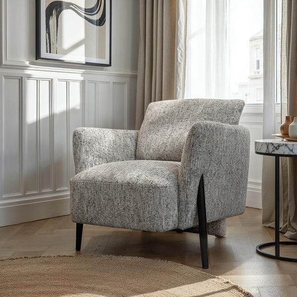 Lh Imports Beaux Club Chair - Stylish Granite Tweed Seating With Sleek Metal Legs For Ultimate Comfort Grey Polyester,Metal,Pine,Hardwood,Pu Foam Dav036-gtw