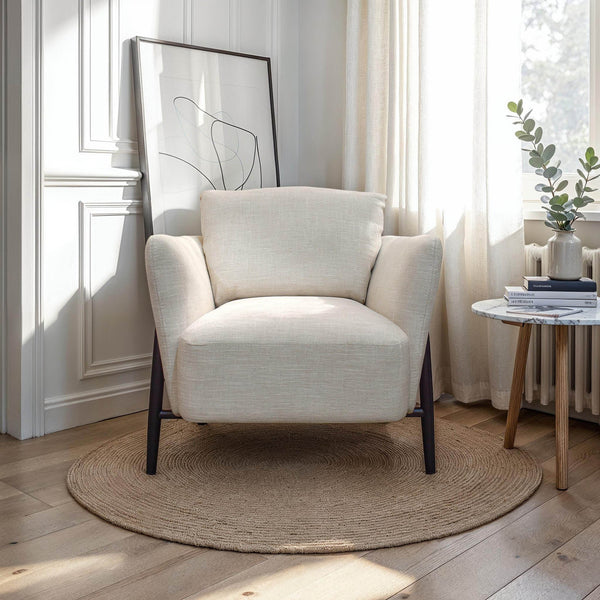 Lh Imports Beaux Club Chair - Stylish Granite Tweed Seating With Sleek Metal Legs For Ultimate Comfort Beige Polyester,Linen,Viscose,Pine,Hardwood,Metal,Pu Foam Dav036-nbl