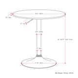 CorLiving Maya Round Adjustable Pedestal Dining Table Black/Chrome DAW-500-T