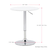 CorLiving Maya Round Adjustable Pedestal Dining Table White/Chrome DAW-510-T