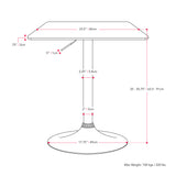 CorLiving Maya Square Adjustable Pedestal Dining Table Black/Chrome DAW-600-T