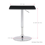 CorLiving Maya Square Adjustable Pedestal Dining Table Black/Chrome DAW-600-T
