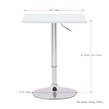 CorLiving Maya Square Adjustable Pedestal Dining Table White/Chrome DAW-610-T