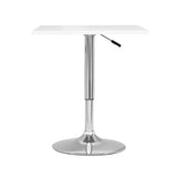 CorLiving Maya Square Adjustable Pedestal Dining Table White/Chrome DAW-610-T