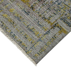 Dazzle Hand-knotted Wool Silk Geometric Rug for Elegant Living Room and Bedroom Decor