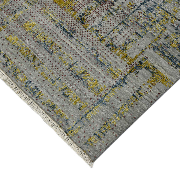 Dazzle Hand-knotted Wool Silk Geometric Rug for Elegant Living Room and Bedroom Decor