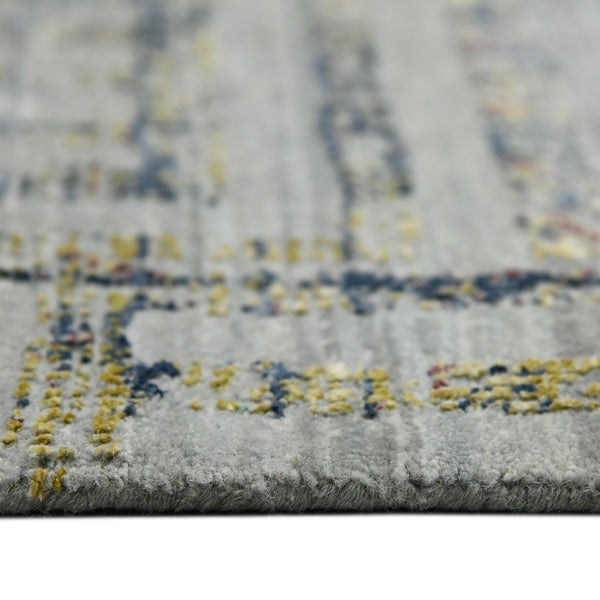 Dazzle Hand-knotted Wool Silk Geometric Rug for Elegant Living Room and Bedroom Decor